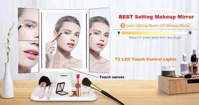 Best Makeup Mirror with 72 LED Touch Control Lights - Vanity Mirror with Lights - 3 Color Lighting Modes 72 LED Trifold Mirror, 1x 2x 3x Magnification, Portable High Definition Cosmetic Lighted Up Mirror