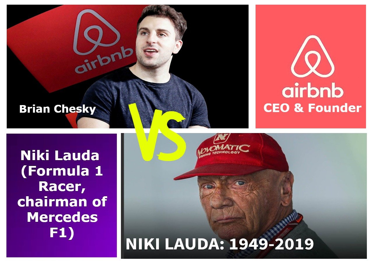 Brian Chesky (CEO of Airbnb) vs Niki Lauda (Formula 1 Racer) Net worth, Biography, Wife, Height, Salary, Wiki and More