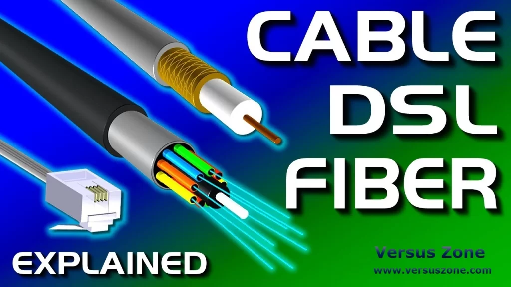 Difference between broadband cable, DSL, and fiber | Cable vs DSL vs Fiber Internet Explained | Versuszone